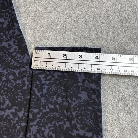 Navy Geometric Damask Print Leggings Mid Rise Stretch Knit Ankle Length Sz M - Picture 5 of 8